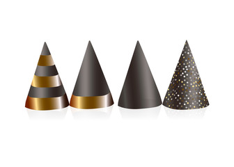 Party popper isolated. Golden confetti. Vector illustration. Happy birthday concept.