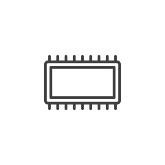 Computer Microchip line icon. semiconductor chip linear style sign for mobile concept and web design. CPU, Processor outline vector icon. Symbol, logo illustration. Vector graphics