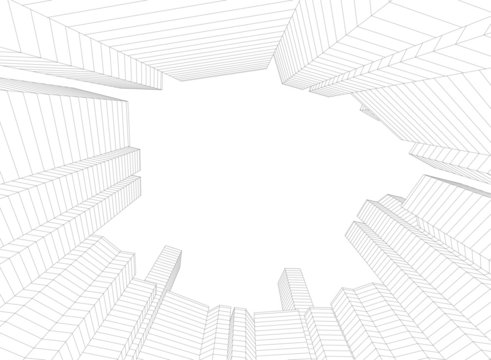 abstract architecture 3d illustration sketch