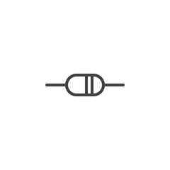 Electrical resistor line icon. linear style sign for mobile concept and web design. Resistor circuit element outline vector icon. Symbol, logo illustration. Vector graphics