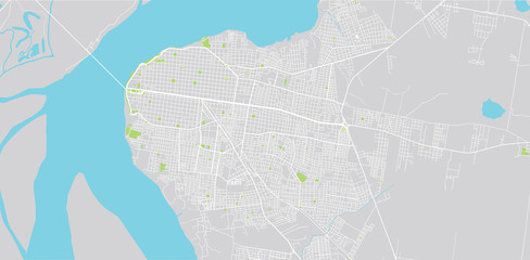 Urban vector city map of Corrientes, Argentina