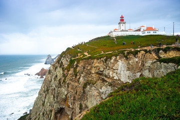 Fototapeta na wymiar Lighthouse on the most western part of Europe, Cabo da Roca, Portugal