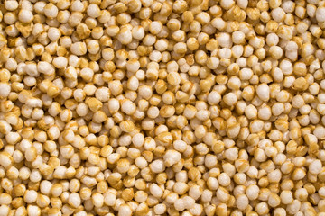 Close up shot of puffed amaranth in a pattern