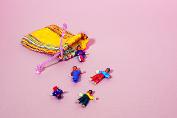 Traditionally worry dolls, typical of Guatemala