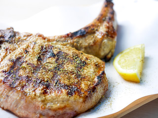 Steak on a restaurant table