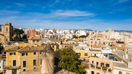 Fototapeta na wymiar the port in Palma de Mallorca Spain view from the top