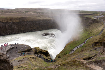 Fototapeta na wymiar Amazing scenery of the Gullfoss waterfall in Iceland. Europe