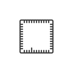 Computer chip line icon. Microchip linear style sign for mobile concept and web design. CPU, Processor outline vector icon. Symbol, logo illustration. Vector graphics