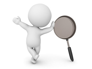 3D Character leaning on frying pan