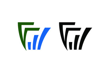 bar chart with money paper line for icon or logo design concept ready to use