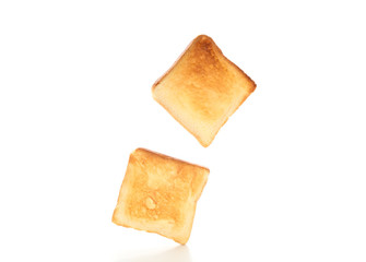 Tasty bread toasts isolated on white background