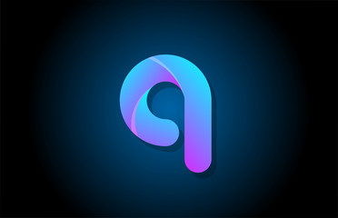 blue gradient logo q alphabet letter design icon for company