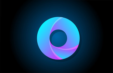 blue gradient logo o alphabet letter design icon for company