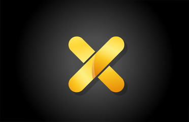 gold golden gradient logo x alphabet letter design icon for company