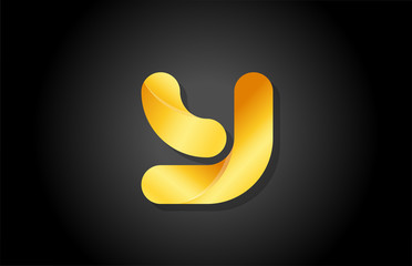 gold golden gradient logo y alphabet letter design icon for company