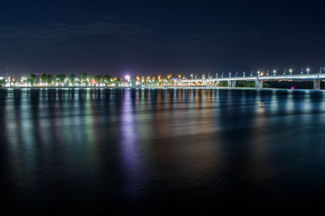 bridge at night on the river