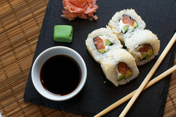 Sushi on a restaurant table