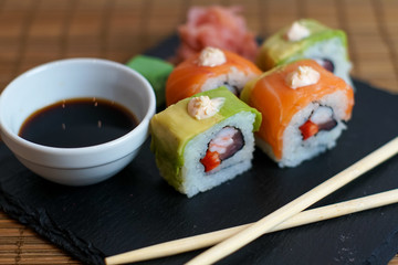 Sushi on a restaurant table