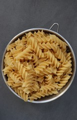 pasta in a metalic bowl