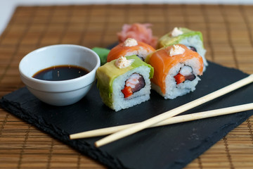 Sushi on a restaurant table