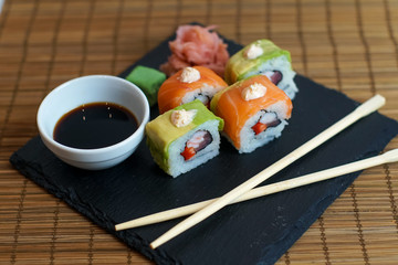 Sushi on a restaurant table