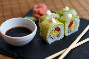 Sushi on a restaurant table