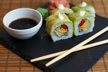 Sushi on a restaurant table