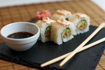 Sushi on a restaurant table