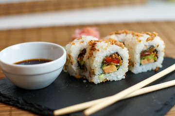 Sushi on a restaurant table
