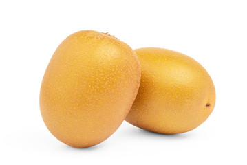 Gold kiwi fruit isolated on white background with clipping path