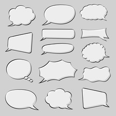 Obraz premium Speech bubbles. Hand drawn sketch on gray background