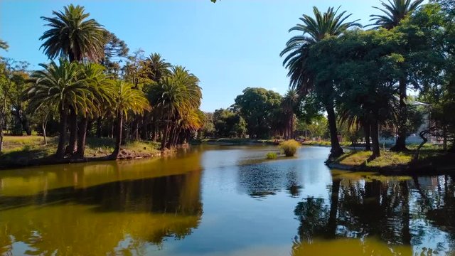 Landscape with lake in Park Rodo in Montevideo Uruguay
