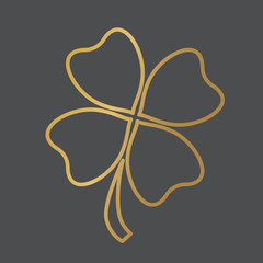 golden clover leaf icon- vector illustration