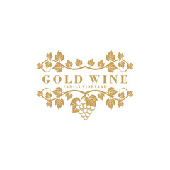 Gold wine logo design inspiration for winery. grape logo design 