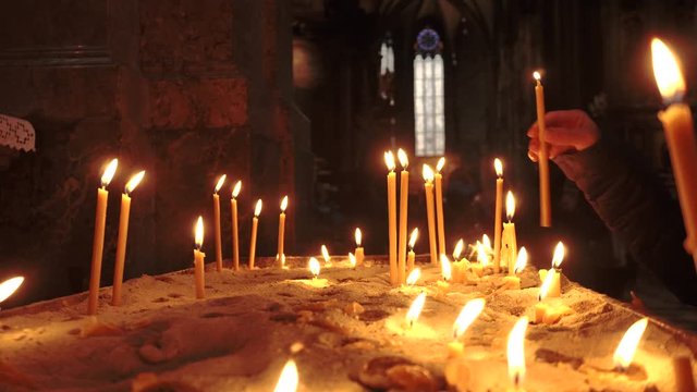 Ignite Candles in St. Stephan Catedral Church in Vienna, Austria