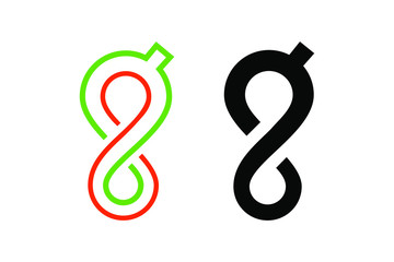 letter g concept for symbol or logo design with color and one black color