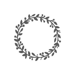 Christmas wreath. Laurel wreath. Hand drawn vector round frame for invitations, postcards, posters and more. Vector illustration