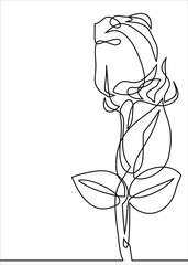 One line rose design. Hand drawn minimalism style vector illustration.