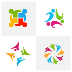 Fototapeta na wymiar Set of Community logo design inspiration vector template, Social relationship logo and icon, Adoption care logo concept, Icon symbol
