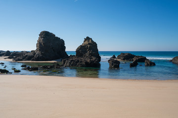 Fototapeta na wymiar Praia da Samoqueira beach in Portugal
