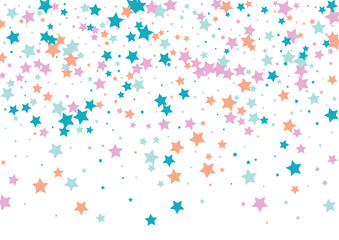 Festive color star confetti background. Abstract frame confetti texture for holiday, postcard, poster, website, carnivals, birthday and children's parties. Cover confetti mock-up. Wedding star layout