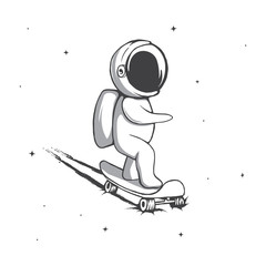 Funny spaceman rides on skateboard © Galacticus