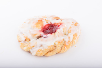 Raspberry pastry cheese danish with vanilla icing