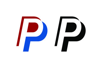 letter P concept for symbol or logo design with color and one black color