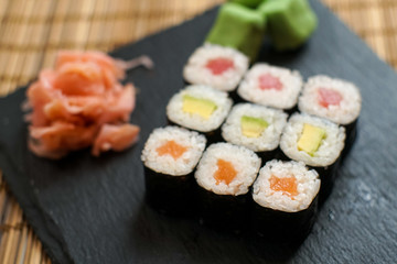 Sushi on a restaurant table