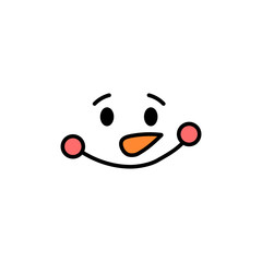 Cute snowman face - vector. Snowman head. Vector illustration isolated.