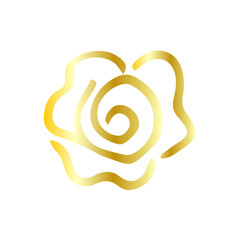 Single hand drawn golden flower for greeting cards, posters, stickers and seasonal design. Isolated on white background. Doodle vector illustration.