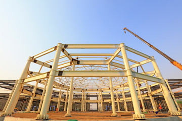 steel structure on a construction site