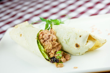 Tortilla on a restaurant table