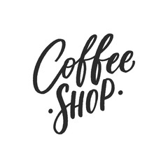 Coffee shop hand drawn lettering logo. Modern coffee sign.